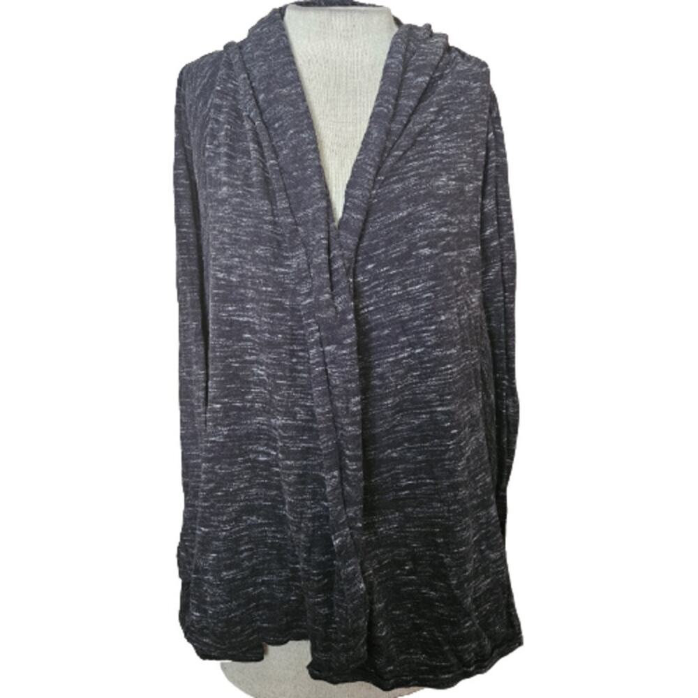 Grey Hooded Open Front Sweater Size Small